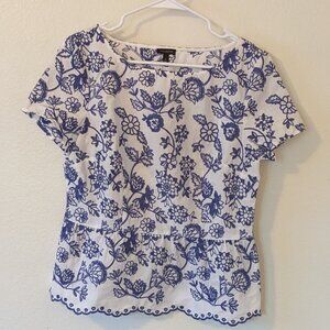 Talbot's Embroidered Floral Peplum Blouse says Size 6 but really 4/XS